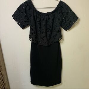 Shoshanna Black Lace off the Shoulder LBD Dress
